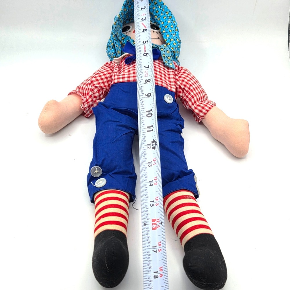 Pair of Knickerbocker Vintage RAGGEDY ANDY Rag Dolls NO HAIR I Love You 16" - Picture 5 of 7